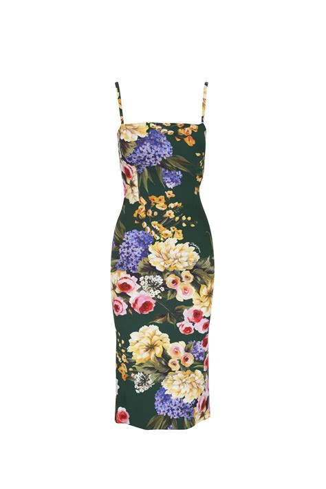 dolce gabbana green floral dress